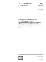 ISO 29767:2019 Thermal insulating products for building applications — Determination of shortterm water absorption by partial immersion