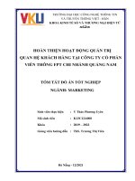 HOÀN THIỆN HOẠT ĐỘNG QUẢN TRỊ QUAN HỆ KHÁCH HÀNG TẠI CÔNG TY CỔ PHẦN VIỄN THÔNG FPT CHI NHÁNH QUẢNG NAM