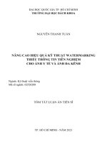 NÂNG CAO HIỆU QUẢ KỸ THUẬT WATERMARKING THIẾU THÔNG TIN TIÊN NGHIỆM CHO ẢNH Y TẾ VÀ ẢNH ĐA KÊNH