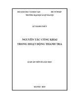 Luận văn thạc sĩ Luật học: Nguyên tắc công khai trong hoạt động thanh tra