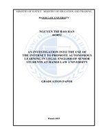 Luận văn thạc sĩ Luật học: Nghiên cứu việc sử dụng Internet nhằm thúc đẩy việc tự học tiếng Anh pháp luật của sinh viên năm cuối Trường Đại học Luật Hà Nội