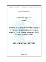 Luận văn thạc sĩ Luật học: Khó khăn của sinh viên năm cuối chuyên ngành Anh khi dịch thuật ngữ pháp luật Anh - Việt: Trường hợp điển hình tại Đại học Luật Hà Nội