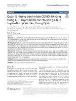 QUẢN LÝ NHỮNG BỆNH NHÂN COVID-19 NẶNG TRONG ICU: TUYÊN BỐ TỪ CÁC CHUYÊN GIA ICU TUYẾN ĐẦU TẠI VŨ HÁN, TRUNG QUỐC