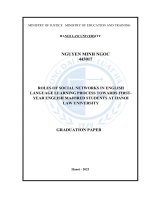 Luận văn thạc sĩ Luật học: Vai trò của mạng xã hội trong quá trình học tiếng Anh đối với sinh viên năm thứ nhất chuyên ngành Tiếng Anh trường Đại học Luật Hà Nội