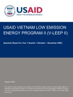 1 USAID VIETNAM LOW EMISSION ENERGY PROGRAM II (V-LEEP II) QUARTERLY REPORT FOR YEAR 1 QUARTER 1 (OCTOBER – DECEMBER 2020) JANUARY 15, 2021