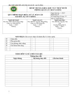 QUY TRÌNH NHẬN BIẾT, XỬ LÝ, BÁO CÁO SAI SÓT - SỰ CỐ Y KHOA