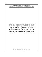 BÁO CÁO KẾT QUẢ KHẢO SÁT SINH VIÊN VỀ HOẠT ĐỘNG GIẢNG DẠY CỦA GIẢNG VIÊN HỌC KỲ I, NĂM HỌC 2019- 2020