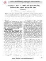 TÁC ĐỘNG CỦA MẠNG XÃ HỘI ĐẾN HỌC TẬP VÀ ĐỜI SỐNG CỦA SINH VIÊN TRƯỜNG ĐẠI HỌC HÀ TĨNH