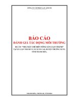 BÁO CÁO ĐÁNH GIÁ TÁC ĐỘNG MÔI TRƯỜNG DỰ ÁN: “NHÀ MÁY CHẾ BIẾN NÔNG SẢN LUẬN THÀNH” TẠI XÃ LUẬN THÀNH VÀ XÃ XUÂN CAO, HUYỆN THƯỜNG XUÂN, TỈNH THANH HÓA.