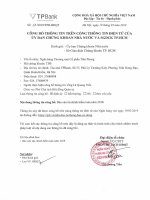 CÔNG BỐ THÔNG TIN TRÊN CỔNG THÔNG TIN ĐIỆN TỬ CỦA ỦY BAN CHỨNG KHOÁN NHÀ NƯỚC VÀ SGDCK TP HCM