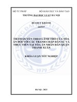Khoá luận tốt nghiệp: Thẩm quyền theo lãnh thổ của Toà án đối với các tranh chấp dân sự và thực tiễn tại Toà án nhân dân quận Thanh Xuân