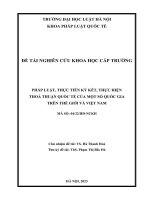 Đề tài nghiên cứu khoa học cấp Trường: Pháp luật, thực tiễn ký kết, thực hiện thoả thuận quốc tế của một số quốc gia trên thế giới và Việt Nam