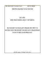 Kỷ yếu hội thảo khoa học cấp Khoa: Ban hành văn bản quy định chi tiết và hướng dẫn thi hành văn bản quy phạm pháp luật ở Việt Nam hiện nay