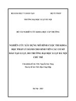 Đề tài nghiên cứu khoa học cấp Trường: Nghiên cứu xây dựng mô hình cuộc thi khoa học pháp lý dành cho sinh viên các cơ sở đào tạo luật, do Trường Đại học Luật Hà Nội chủ trì