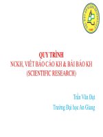 QUY TRÌNH NCKH, VIẾT BÁO CÁO KH  BÀI BÁO KH (SCIENTIFIC RESEARCH)
