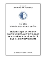 Kỷ yếu hội thảo khoa học cấp Trường: Trách nhiệm xã hội của doanh nghiệp: Quy định quốc tế và những vấn đề pháp lý đặt ra đối với Việt Nam