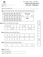 Phiếu toán cambridge lớp 1 vinschool HKI