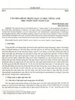 NGÔN NGỮ SỐ 3 2023 VĂN HÓA ĐÍCH TRONG DẠY VÀ HỌC TIẾNG ANH NHƯ NGÔN NGỮ TOÀN CẦU