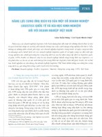 THỊ TRƯỜNG VÀ DOANH NGHIỆP ITRR NĂNG LỰC CUNG ỨNG DỊCH VỤ CỦA MỘT SỐ DOANH NGHIỆP LOGISTICS QUỐC TÊ VA DÀI HỌC KINH NGHIỆM DỐI VỚI DOANH NGHIỆP VIỆT NAM