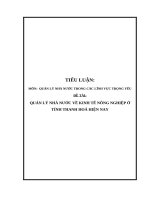 Tiểu luận cao học   quản lý nhà nước về kinh tế nông nghiệp ở tỉnh thanh hóa hiện nay