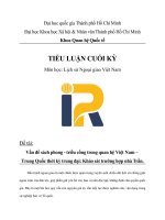 Vấn đề sách phong   triều cống trong quan hệ việt nam – trung quốc thời kỳ trung đại khảo sát trường hợp nhà trầ