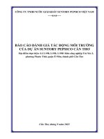 BÁO CÁO ĐÁNH GIÁ TÁC ĐỘNG MÔI TRƯỜNG CỦA DỰ ÁN SUNTORY PEPSICO CẦN THƠ Địa điểm thực hiện: Lô 2.19B, 2.19D, 2.19D1 Khu công nghiệp Trà Nóc 2, phường Phước Thới, quận Ô Môn, thành phố Cần Thơ
