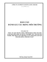 BÁO CÁO ĐÁNH GIÁ TÁC ĐỘNG MÔI TRƯỜNG CỦA DỰ ÁN “ĐẦU TƯ XÂY DỰNG CÔNG TRÌNH KHAI THÁC ĐÁ SÉT LÀM NGUYÊN LIỆU XI MĂNG TẠI KHU VỰC T51,T52 NÚI NGHÈ, THỊ TRẤN TÂN THANH VÀ XÃ LIÊM SƠN, HUYỆN THANH LIÊM, TỈNH HÀ NAM”