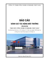 BÁO CÁO ĐÁNH GIÁ TÁC ĐỘNG MÔI TRƯỜNG CỦA DỰ ÁN: “NHÀ MÁY CÔNG NGHỆ LUXSHARE (VIỆT NAM)