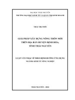 Giải pháp xây dựng nông thôn mới trên địa bàn huyện định hóa, tỉnh thái nguyên
