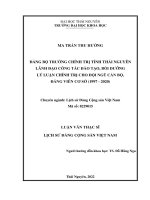 Đảng bộ trường chính trị tỉnh thái nguyên lãnh đạo công tác đào tạo, bồi dưỡng lý luận chính trị cho đội ngũ cán bộ, đảng viên cơ sở (1997 2020)