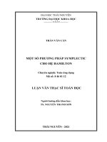 Một số phương pháp symplectic cho hệ hamilton