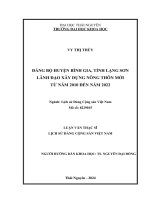 Đảng bộ huyện bình gia, tỉnh lạng sơn lãnh đạo xây dựng nông thôn mới từ năm 2010 đến năm 2022