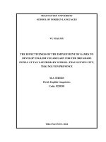 Hiệu quả của việc áp dụng trò chơi để phát triển từ vựng tiếng anh cho học sinh lớp 3 trường tiểu học tân lập, thành phố thái nguyên, tỉnh thái nguyên