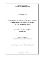 Đảng bộ thành phố lai châu, tỉnh lai châu lãnh đạo phát triển kinh tế du lịch từ năm 2010 đến năm 2022
