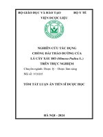 Tóm tắt: Nghiên cứu tác dụng chống đái tháo đường của lá cây Xấu hổ (Mimosa pudica L.) trên thực nghiệm
