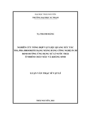 Nghiên cứu tổng hợp vật liệu quang xúc tác tio2 pha brookite dạng màng ...