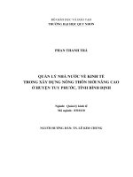 Quản lý nhà nước về kinh tế trong xây dựng nông thôn mới nâng cao ở huyện tuy phước, tỉnh bình định