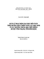 Quản lý hoạt động dạy học môn toán theo hướng phát triển năng lực học sinh ở các trường trung học phổ thông huyện vĩnh thạnh, tỉnh bình định