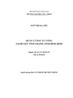 Quản lý đầu tư công tại huyện vĩnh thạnh, tỉnh bình định