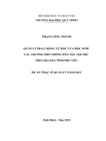 Quản lý hoạt động tự học của học sinh các trường phổ thông dân tộc nội trú trên địa bàn tỉnh phú yên