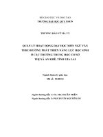 Quản lý hoạt động dạy học môn ngữ văn theo hướng phát triển năng lực học sinh ở các trường trung học cơ sở thị xã an khê, tỉnh gia lai