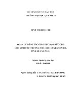 Quản lý công tác giáo dục đạo đức cho học sinh các trường tiểu học huyện sơn hà, tỉnh quảng ngãi