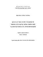 Quản lý nhà nước về kinh tế trong xây dựng nông thôn mới tại huyện hoài ân, tỉnh bình định