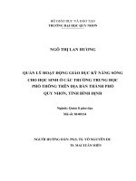 Quản lý hoạt động giáo dục kỹ năng sống cho học sinh ở các trường trung học phổ thông trên địa bàn thành phố quy nhơn, tỉnh bình định