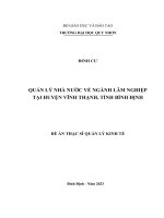 Quản lý nhà nước về ngành lâm nghiệp tại huyện vĩnh thạnh, tỉnh bình định