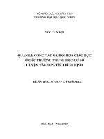 Quản lý công tác xã hội hóa giáo dục ở các trường trung học cơ sở huyện tây sơn, tỉnh bình định