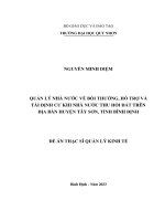 Quản lý nhà nước về bồi thường, hỗ trợ và tái định cư khi nhà nước thu hồi đất trên địa bàn huyện tây sơn, tỉnh bình định