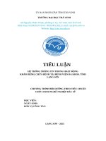 Bài Tiểu Luận tiêu chuẩn chức danh nghề nghiệp Bác sĩ hệ thống thông tin trong hoạt động khám bệnh, chữa bệnh tại bệnh viện đa khoa tỉnh lạng sơn
