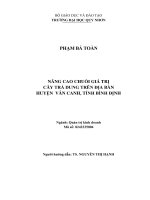Nâng cao chuỗi giá trị cây trà dung trên địa bàn huyện vân canh, tỉnh bình định