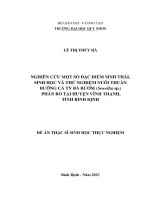 Nghiên cứu một số đặc điểm sinh thái, sinh học và thử nghiệm nuôi thuần dưỡng cá tỳ bà bướm (sewellia sp ) phân bố tại huyện vĩnh thạnh, tỉnh bình định
